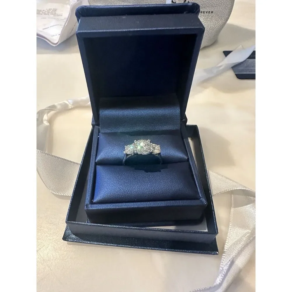 Moissanite Co. 1.8 CaratCushion Trellis Three-Stone Engagement Ring Size 7 $1355